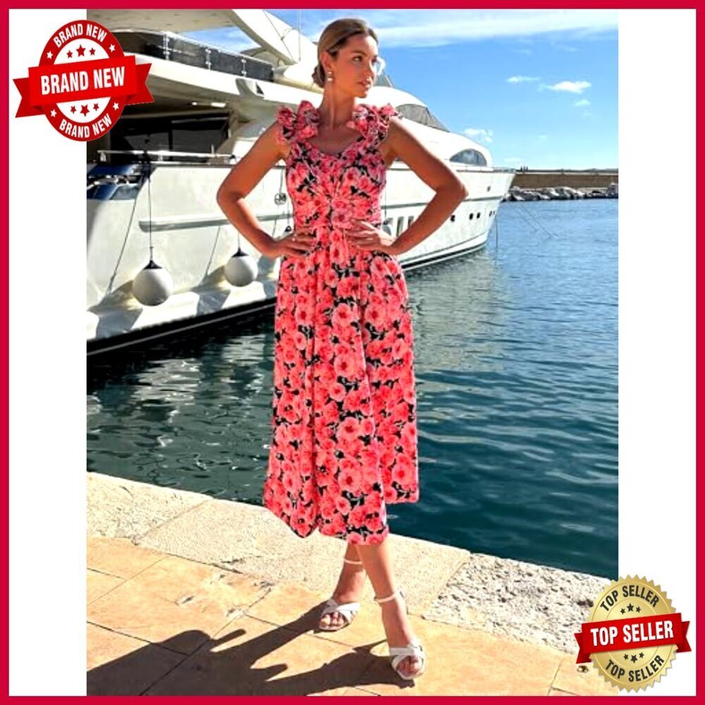 Floral Maxi Dress with Pockets Elegant Wedding Guest Summer Sundress - Picture 4 of 7